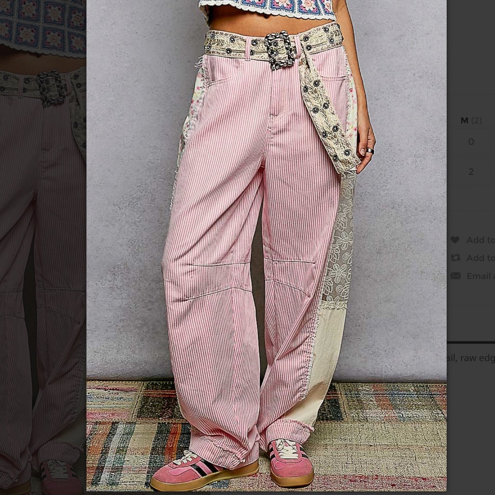 Pink Striped Ankle-Length Wide Leg Pants